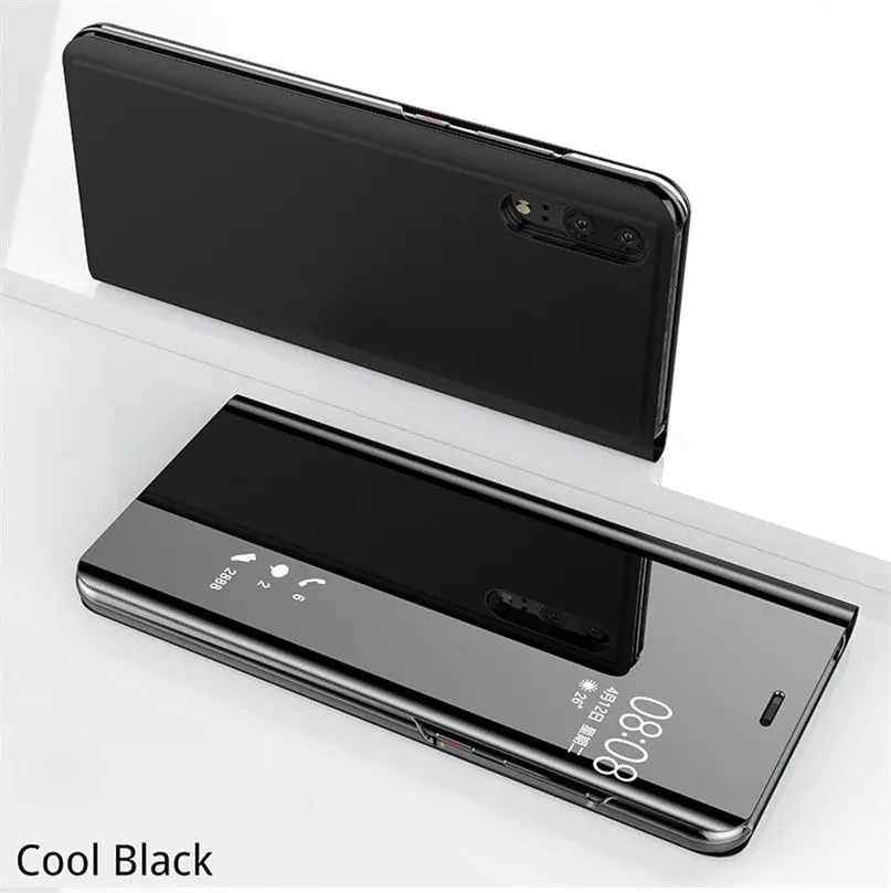 Black Роскошный прозрачный зеркальный умный чехол для iPhone X 7 8 6 6s Plus 10 XS MAX XR кожаный флип-чехол для телефона для iPhone X 7 8 - Цвет: Black