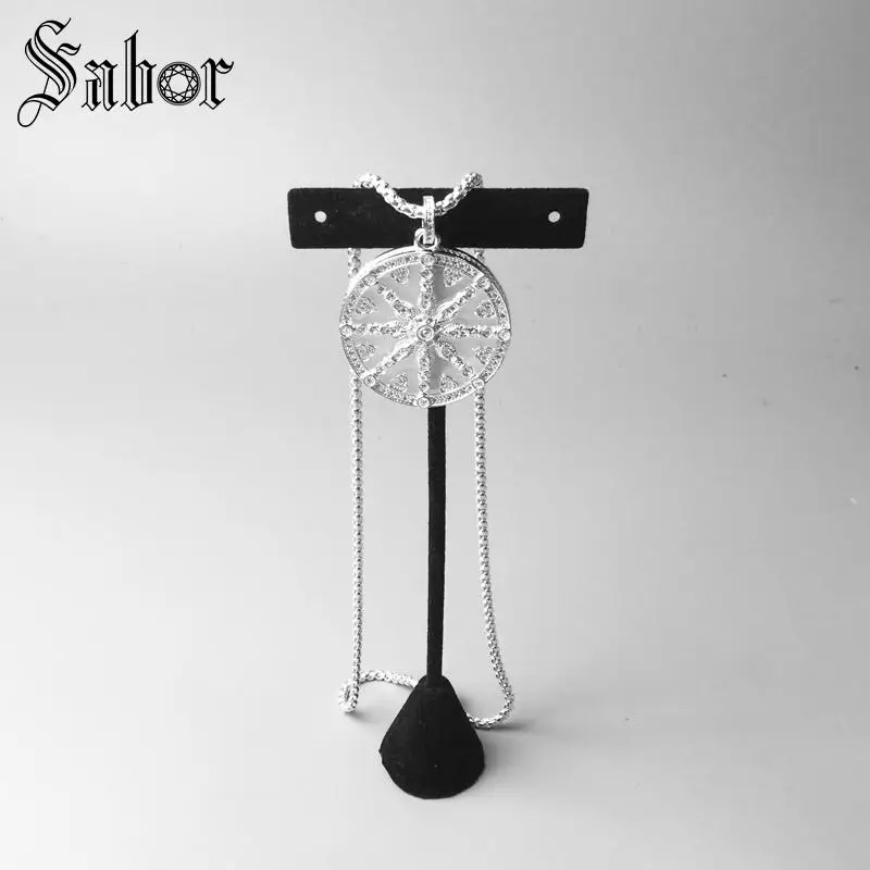 Кулон белый CZ Карма колесо серебряный цвет для женщин модные ювелирные изделия