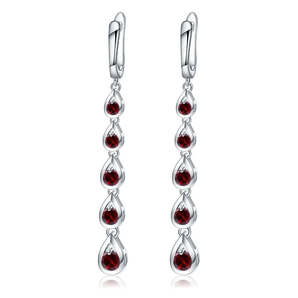 GEM'S BALLET 3.07Ct натуральный красный гранат драгоценный камень длинные серьги Твердые 925 Висячие серьги из серебра 925 пробы ювелирные изделия для женщин