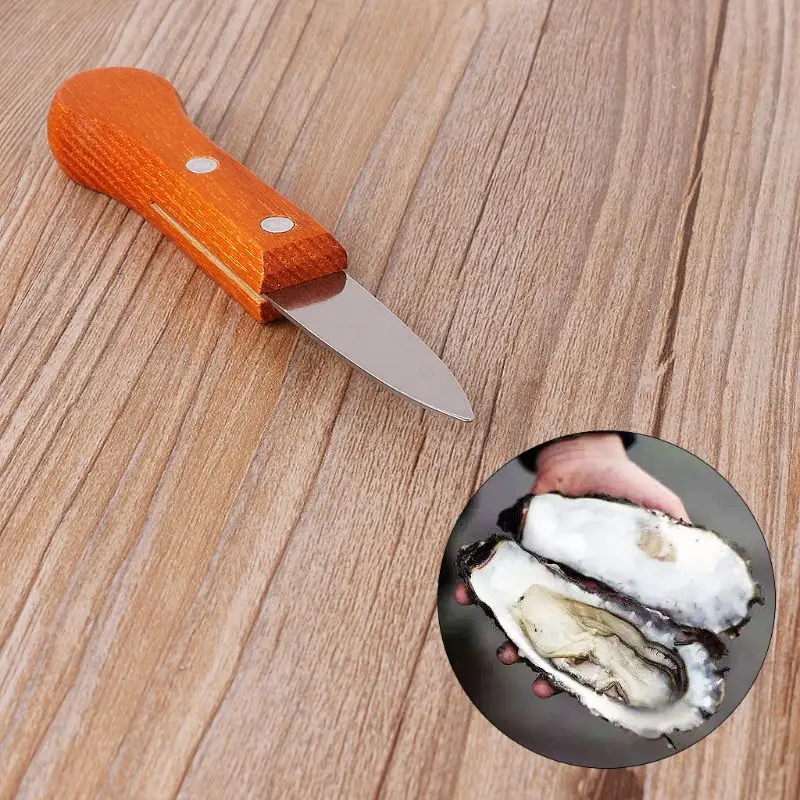 Универсальный нож с деревянной ручкой для устриц с острыми краями Shucker Shell Инструмент для открывания морепродуктов May06