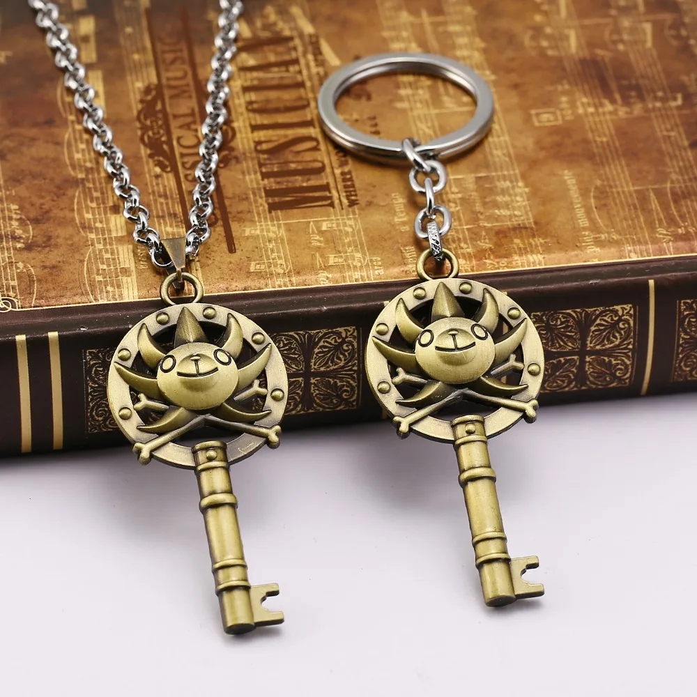 

HSIC 10pcs/lot Wholesale Anime One Piece Keychain Thousand Sunny Key Ring Tone Metal Alloy Keychains Skull Jewelry HC12164