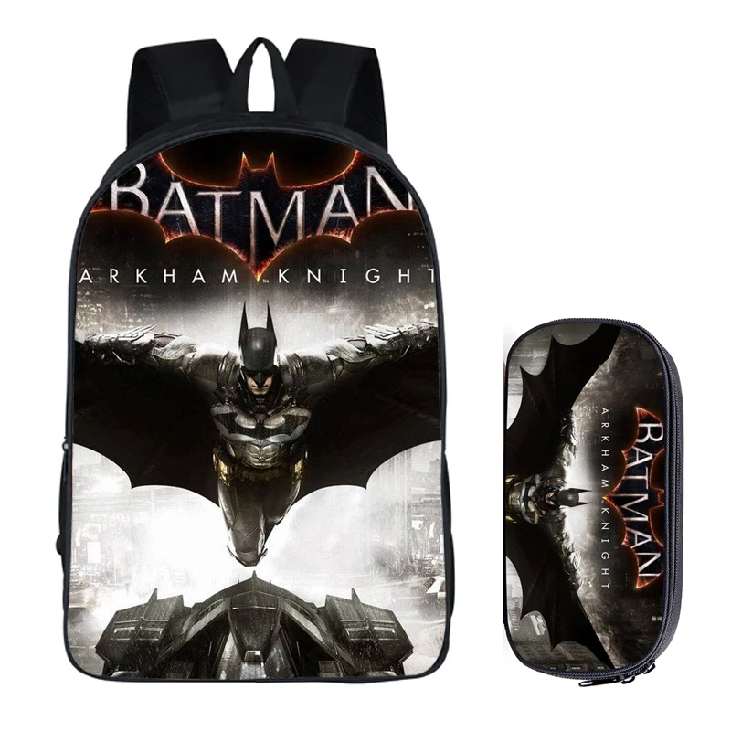 2Pcs Batman 012 16 дюймов сумка-рюкзак для девочек-подростков; для мальчиков и девочек Книга сумка Детская сумка школьные рюкзаки карандаш комплекты с сумкой - Цвет: 2Pcs Batman 012