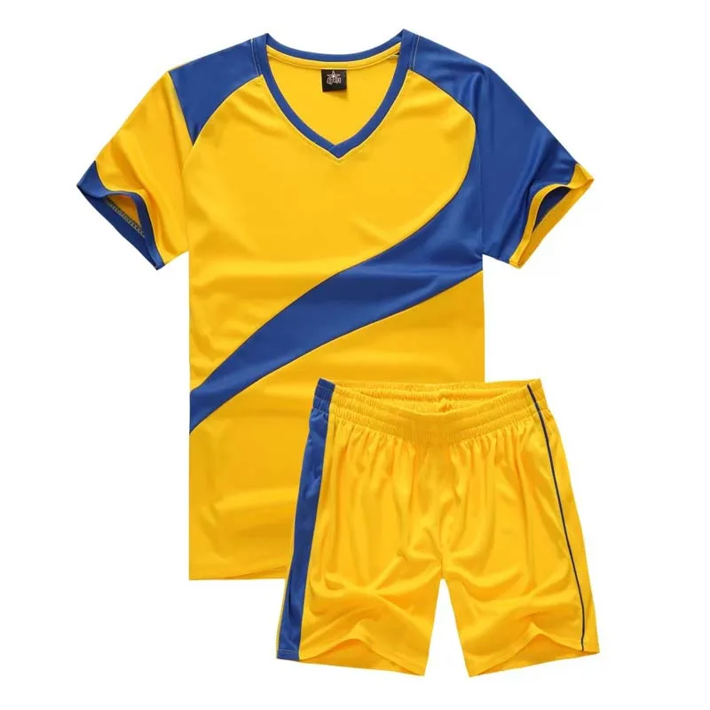 Цвет: желтый mens sport suits summer men's outfits two piece set men soccer jersey set t-shirt shorts training track suits joggers set male - Цвет: Цвет: желтый