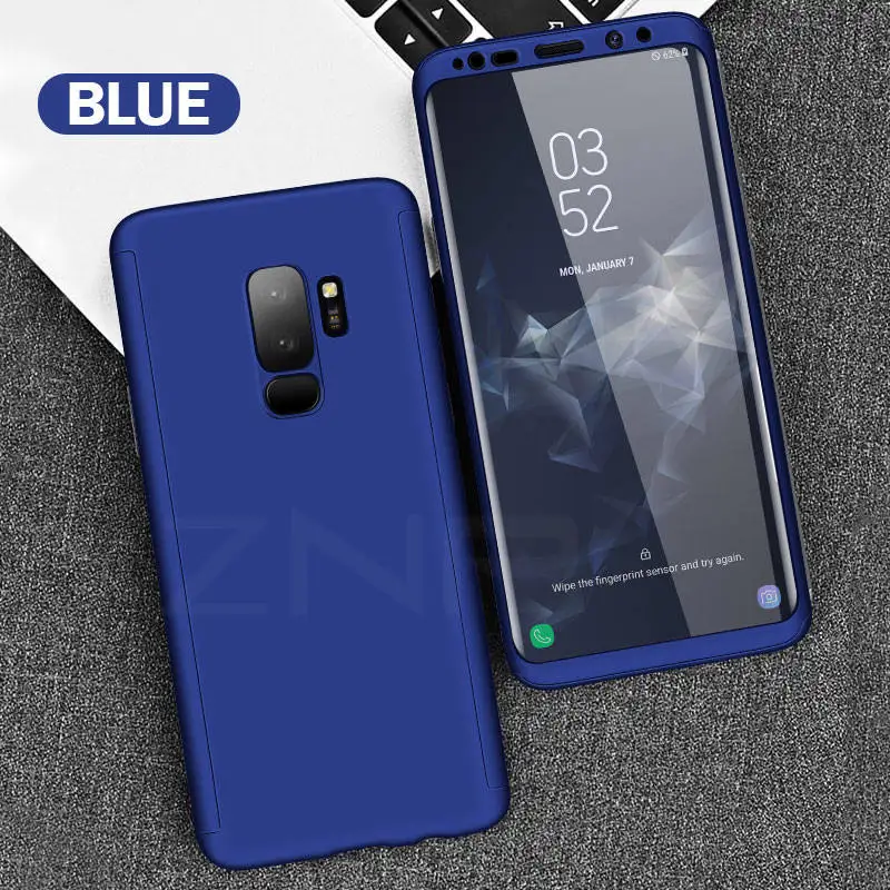 Синий ZNP 360 полный защитный чехол для телефона для samsung Galaxy S10 S9 S8 Plus S7 Edge чехол для Galaxy Note 9 8 S10E S9 со стеклом - Цвет: Синий