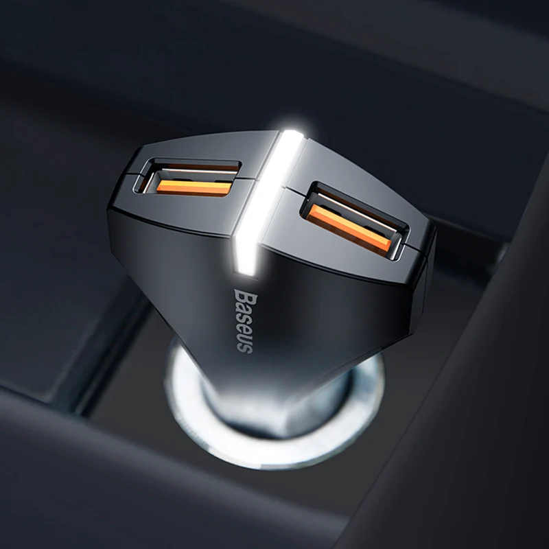 Baseus Quick Charge 3,0 Автомобильное зарядное устройство для samsung Quick charger QC 3,0 USB зарядное устройство для мобильного телефона huawei Xiaomi Быстрая зарядка - Тип штекера: BLACK