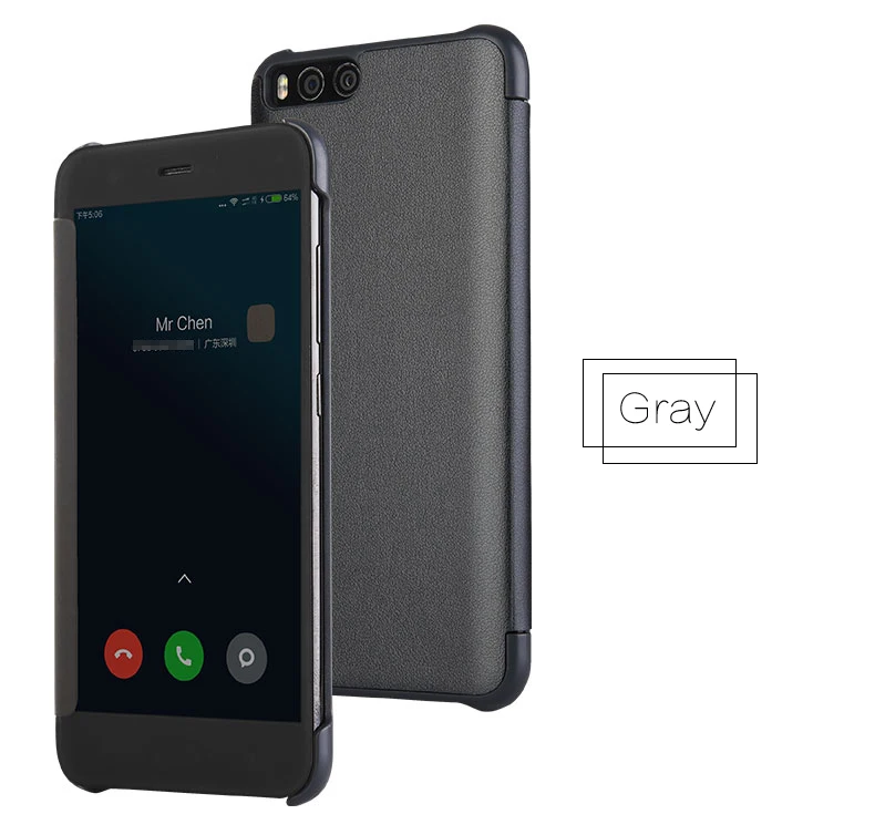 CAPSSICUM mi 6 кожаный чехол для Xiaomi mi 6 полупрозрачный флип-чехол с окошком для просмотра с функцией автоматического сна и пробуждения Жесткий противоударный