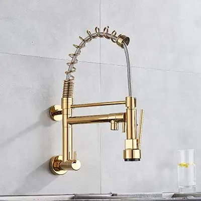 golden Dfrkjhre Золотой готовой кухонный кран одинарный кран для холодной воды на бортике поворотный носик кухонный кран для раковины выдвижной - Цвет: golden