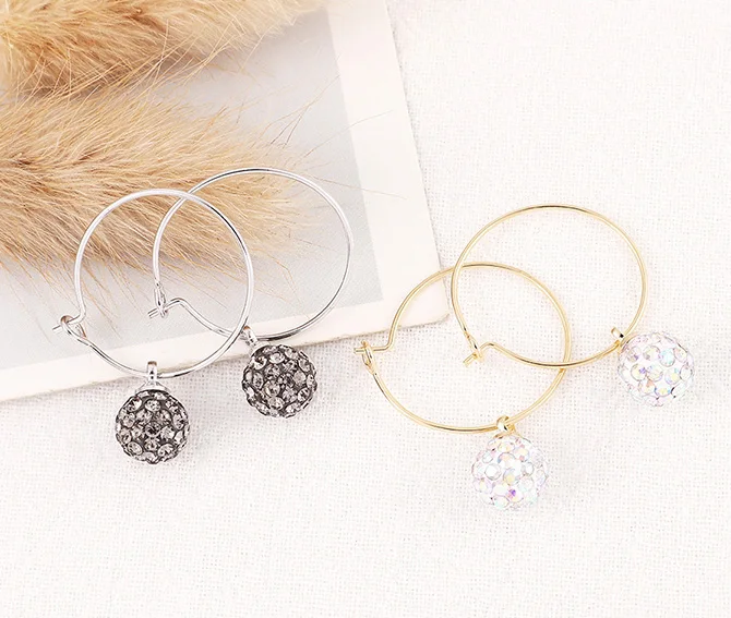

Korean Round Austrian Crystal Ball Drop Earrings for Women Fashion Vintage Gold Rhinestones Women Dangle Earring 2019 Jewelry