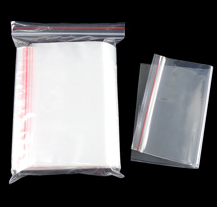 100pcs Large Size Plastic Ziplock Bags Jewelry Zipper Plastic Bags Food Packaging Pouch Thick Clear Waterproof Storage Bag