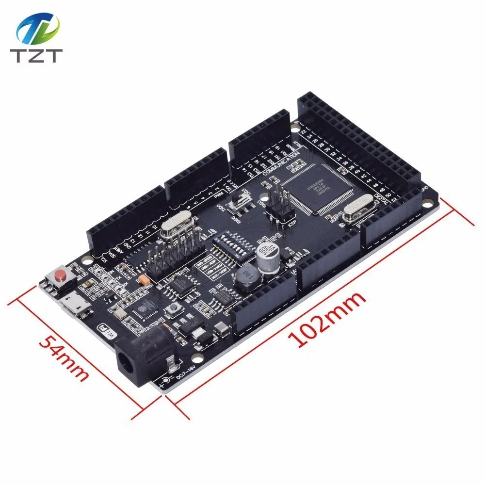 Mega2560 + Wi-Fi R3 ATmega2560 ESP8266 32Мб оперативной памяти USB-TTL CH340G. Совместимость с Arduino Mega NodeMCU