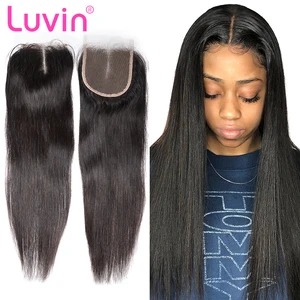 Бразильские волосы Luvin 6A на шнуровке, прямые, отбеленные, с узлами 4x4, с волосами на теле естественного цвета, 100% человеческие волосы без повреждений, свободная часть