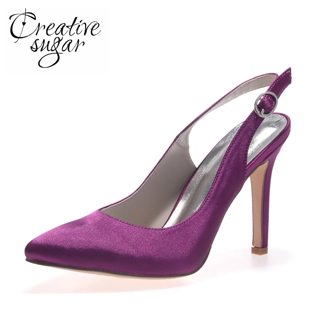 Creativesugar атласные туфли лодочки с острым носком и ремешком на пятке для