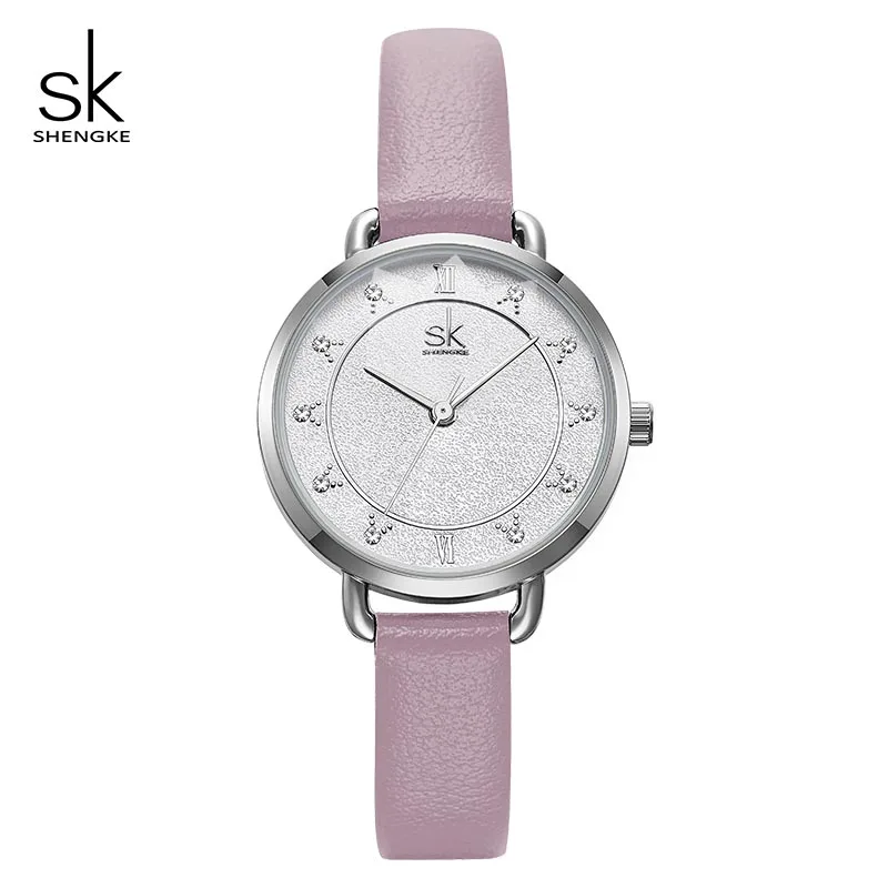 Shengke Creative Shine Dial Watches Women High-Quality  Leather Girl New Design Wrist Watch  Ladies Quartz Watch Women's Clock quartz watch clock woman high quality cute cat printed women s watches faux leather analog ladies girl gift casual sport watches