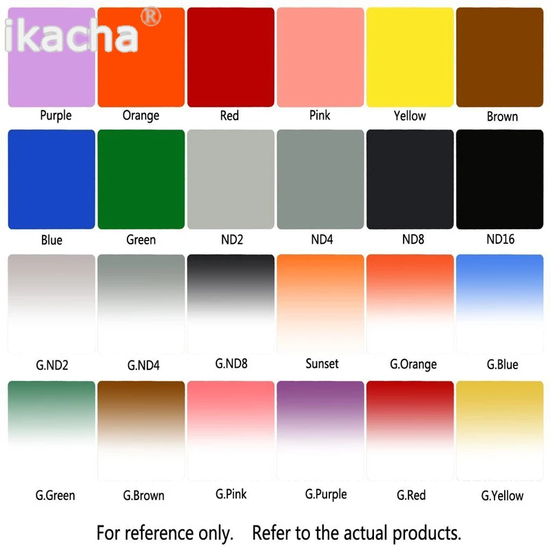 

New Graduated Grey Full Color Square Filter Blue Orange Red Pink Neutral Density Filter for Cokin P series D5200 D5300 D5500