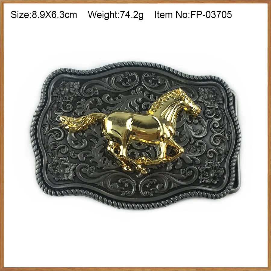 BuckleClub retro western flower horse cowboy jeans gift belt buckle FP-03705 PEWTER FINISH for men 4cm width loop drop shipping | Дом и сад