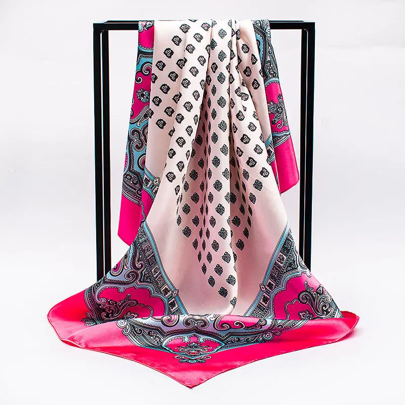 Модный Шелковый шарф с принтом женский роскошный бренд атласный фуляр