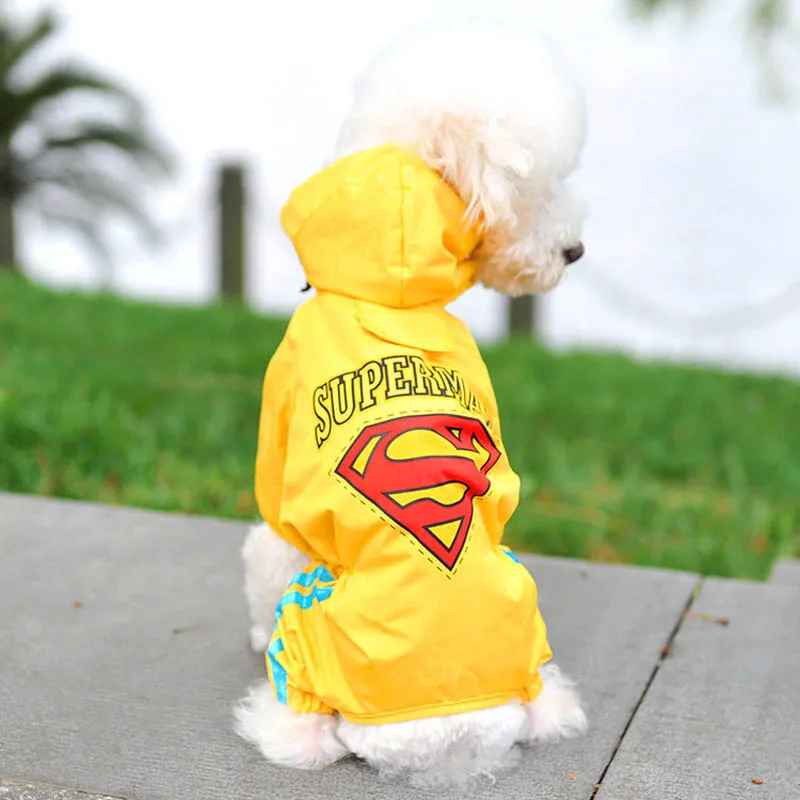 Собака дождевик Водонепроницаемый одежда пальто с капюшоном куртка Супермена