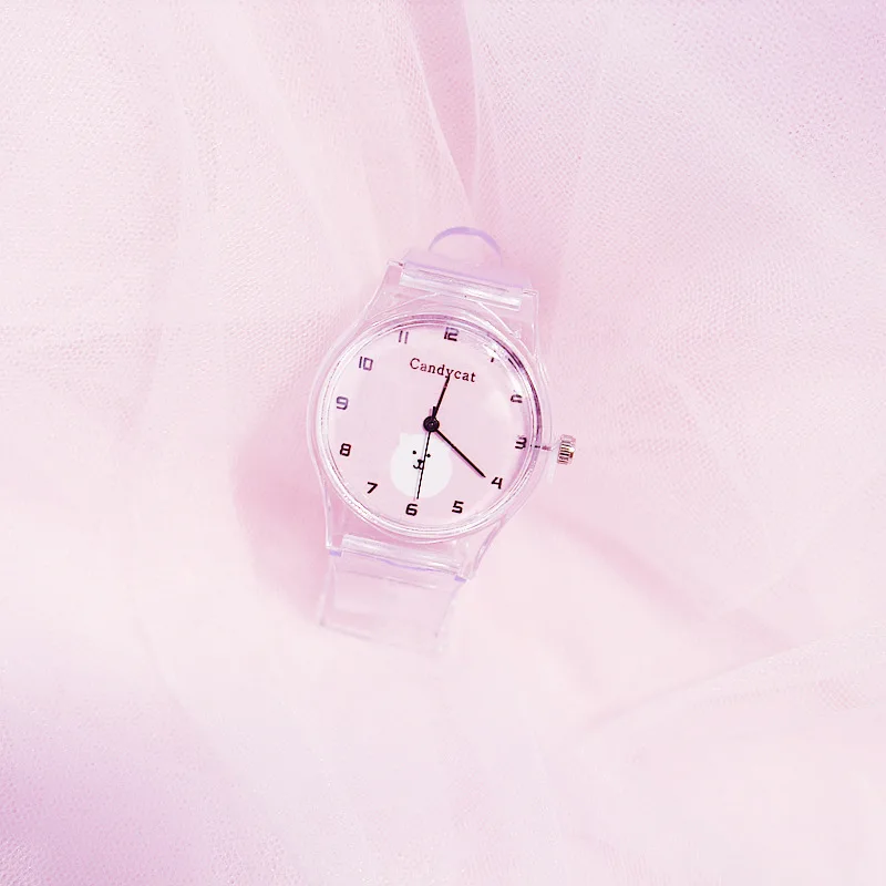 Fashion girl watch New Silicone Transparent jelly strap Candy Color Cute Student Watch girls watches kids watches montre enfant