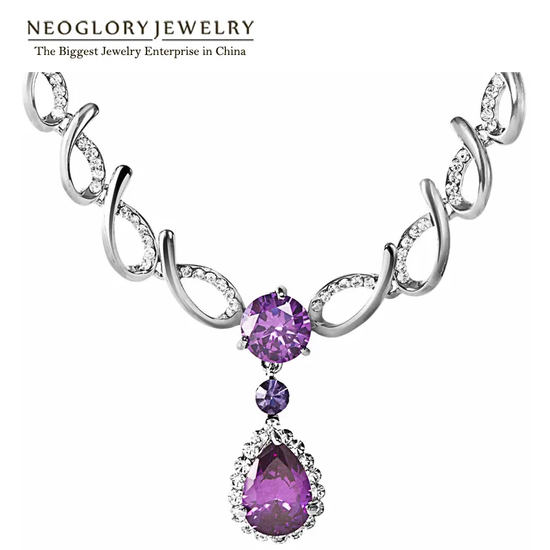 Neoglory горный хрусталь циркон мода Шарм Сеть Биб Ожерелья для мужчин Подвески и