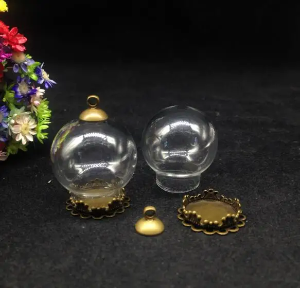 5 шт. стеклянный глобус бронзовое покрытие маленькая Цветочная кружевная основа 8