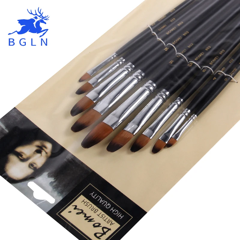 9 шт./компл. нейлоновая кисть для масляной краски круглая акварелью маслом
