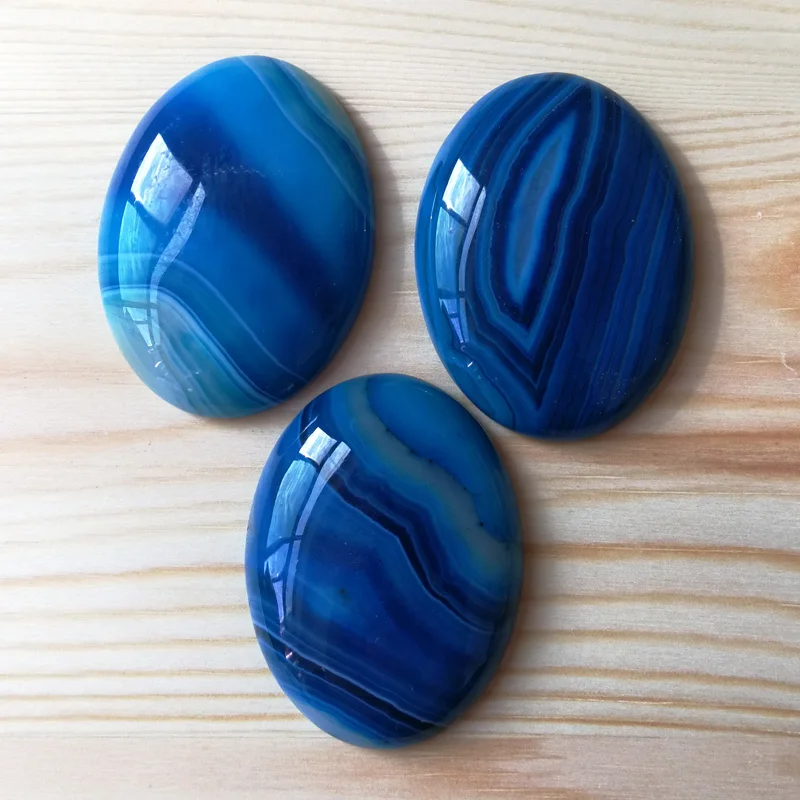 

Wholesale Blue stripes Natural Stone 40x30MM Necklace accessories Beads for jewelry making cab cabochon 4Pcs/lot Free shipping