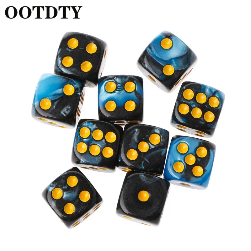 OOTDTY 10 шт. шестисторонний 12 мм прозрачный кубик Круглый угол портативный стол игры Игровые кубики