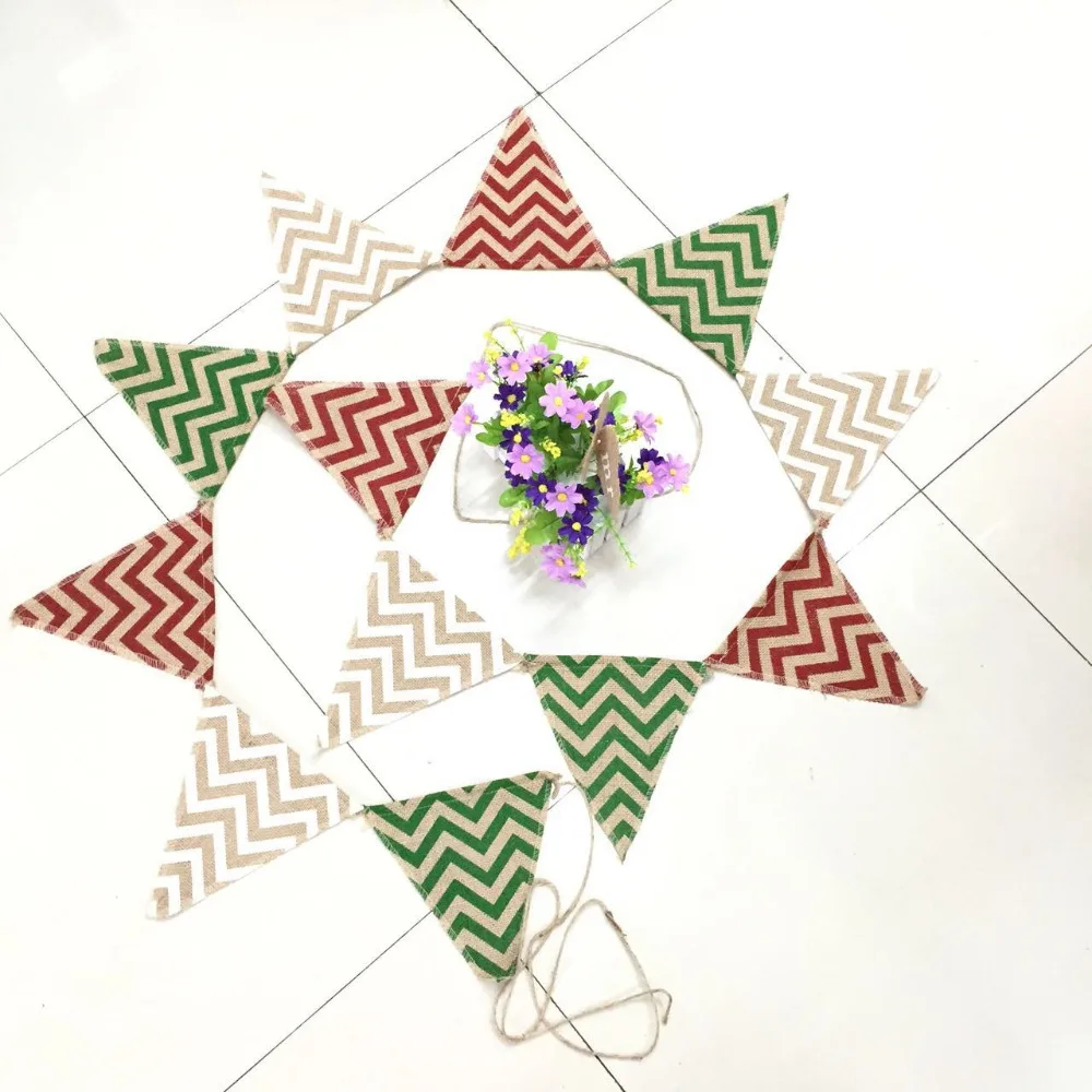 12 шт./компл. треугольная вечеринка на день рождения льняная волна флаг баннер для