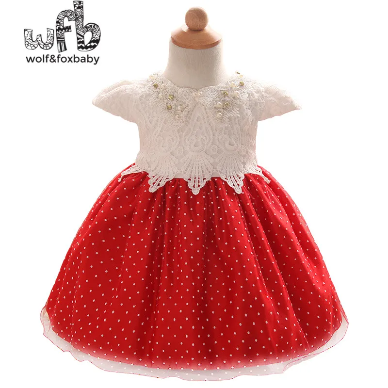 Розничная продажа От 0 до 2 лет платье принцессы с короткими рукавами и кружевной