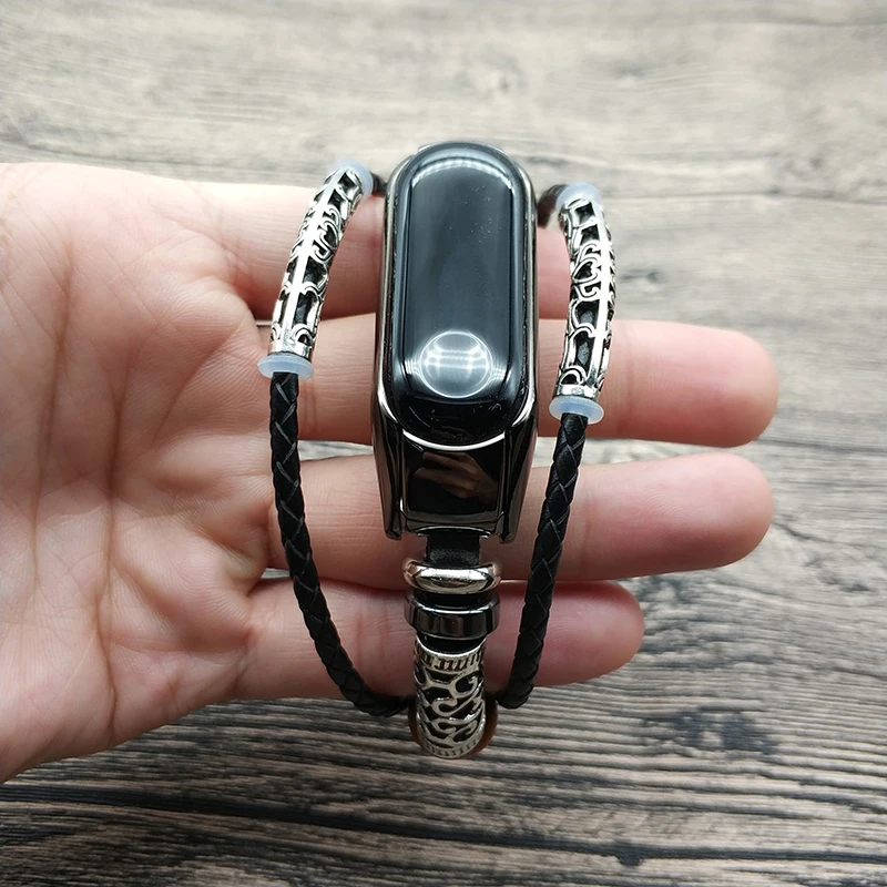 Ремешок для часов Xiaomi Band 3 браслет из натуральной кожи в стиле ретро с ювелирными