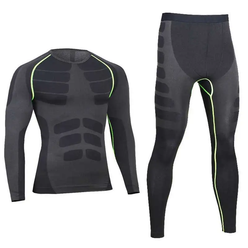 

Men GYM Suit Fitness Compression Running Hiking Skiing Tight Sets Male Quick Dry Legging + Top Workout Exercise Sport Pant+Shirt