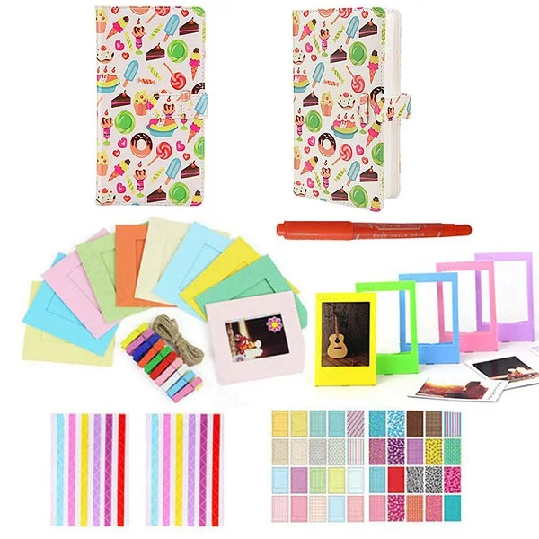 Серебристый / серый 6 в 1 Красочные комплект аксессуаров для Instax Mini 9 8+ 7 s 70 90 25 камера различные аксессуары пакет альбом рамки и т. д - Цвет: Серебристый / серый