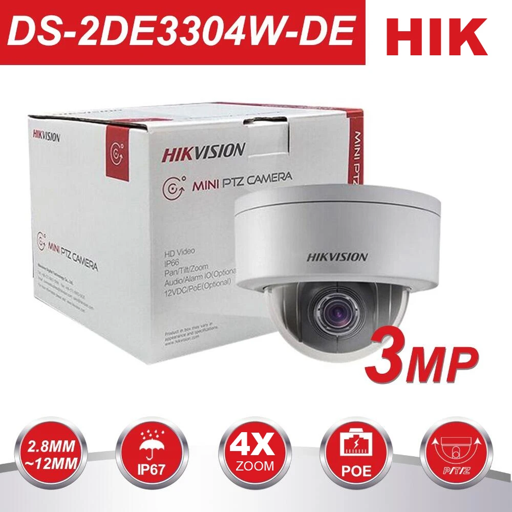 HIK PTZ купольная CCTV камера DS 2DE3304W DE 3MP сетевая мини ip PoE 2 8 12 мм 3D позиционируемый IP67