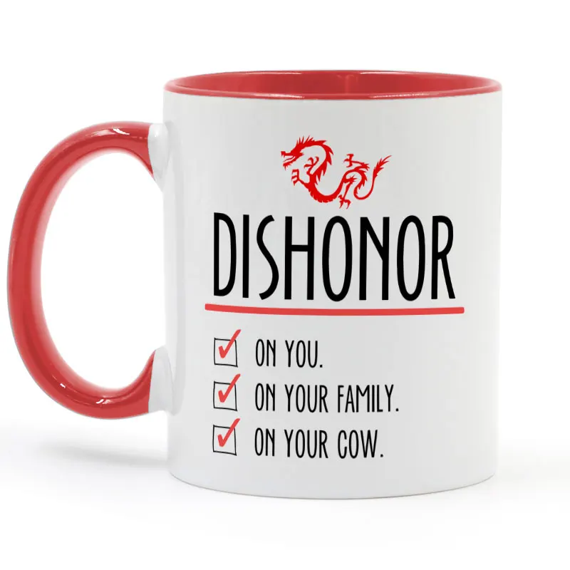 Mulan 11oz Ceramic Coffee Mug - Dishonor on Your Cow Design image 4