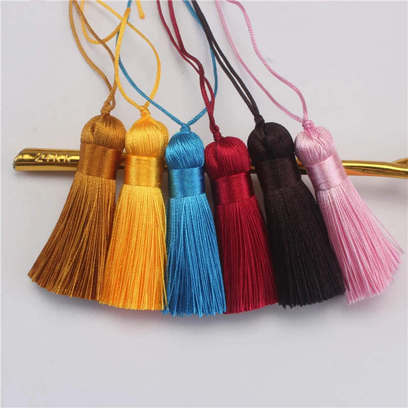 

wholesale 12pcs/lot 5cm short fat tassel silk fringe sewing bang tassel trim decorative key tassels for curtain home decoration