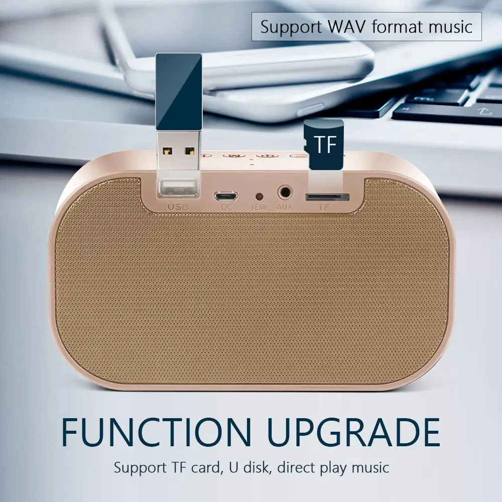 Портативный Bluetooth беспроводной динамик с басами TF карта Аудио будильник ЖКД