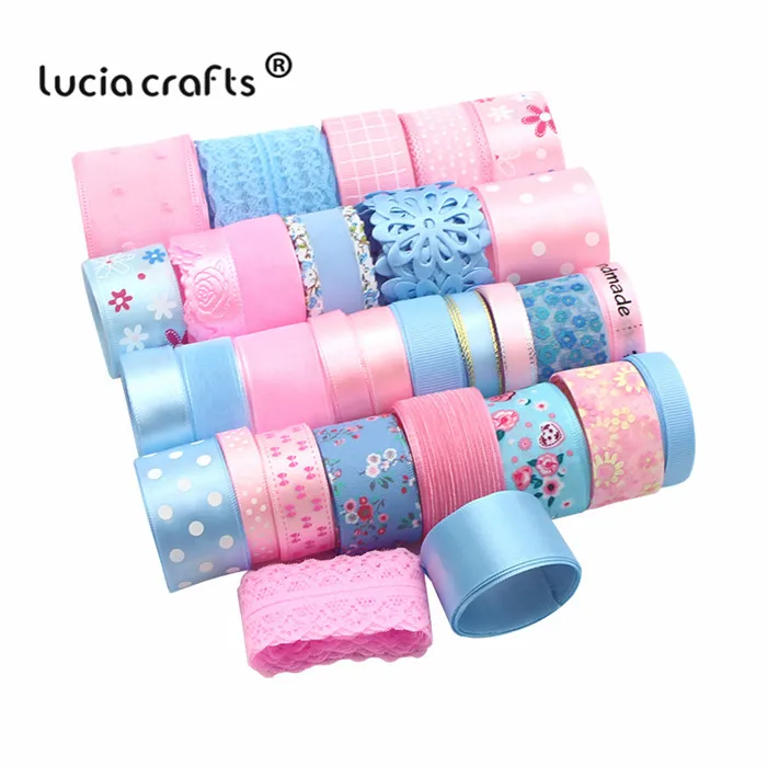 Mixed Pink Blue Распродажа 30 ярдов 10-45 мм розовый/синий набор лент кружевной бант для самостоятельного пошива одежды ручной работы упаковочные материалы CQ0504 - Цвет: Mixed Pink Blue