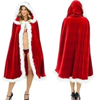 adult womens christmas cloak mrs santa claus cappa costume velvet hooded cape robe