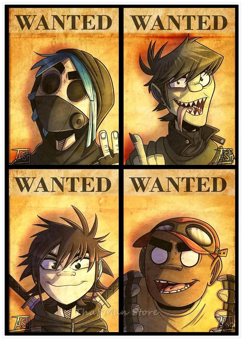 Постер Gorillaz с прозрачным изображением настенные наклейки для украшения дома