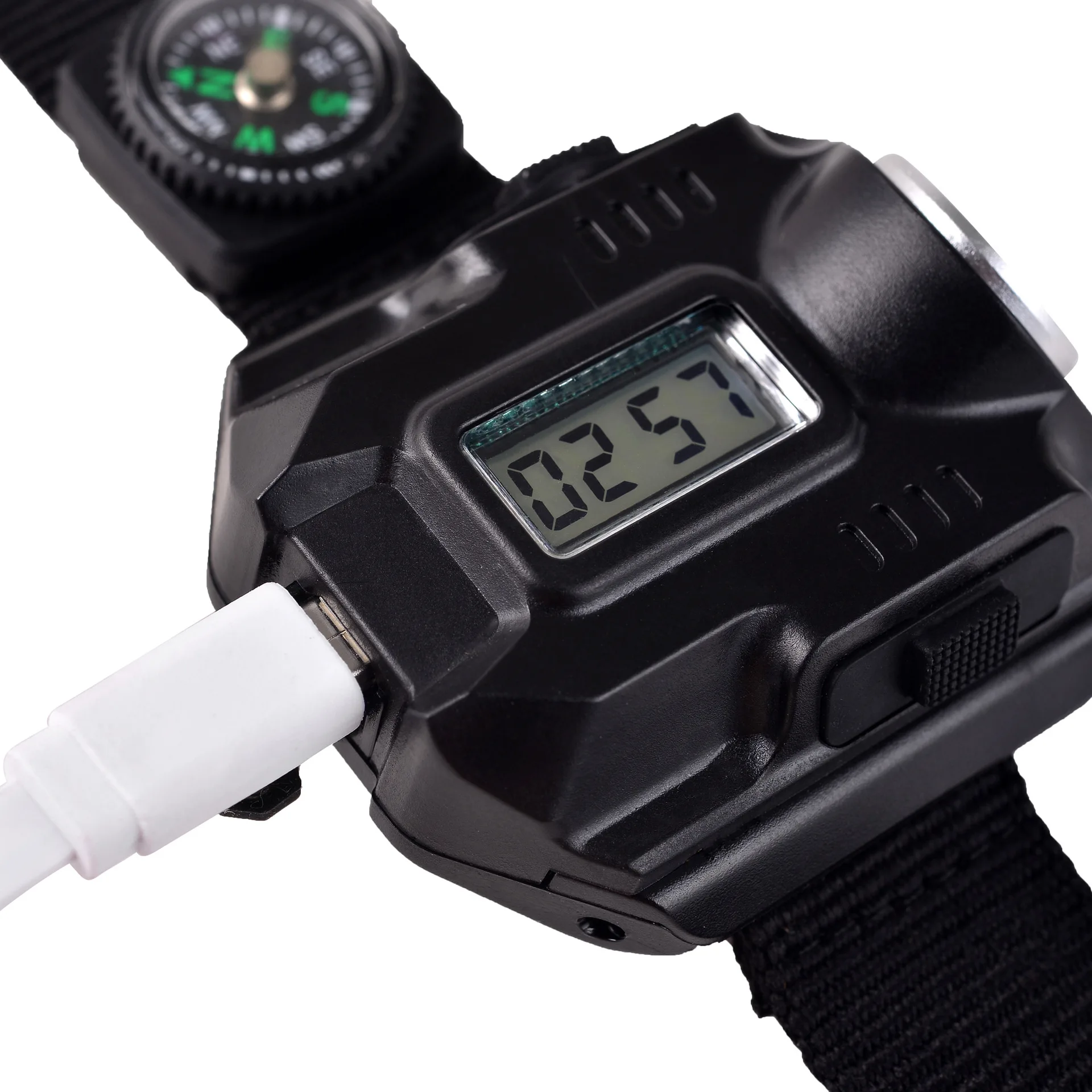USB Waterproof LED Tactical Display Rechargeable Wrist Watch Flashlight Multi Tools Outdoor Lighting for Hiking Camping Hunting | Спорт и