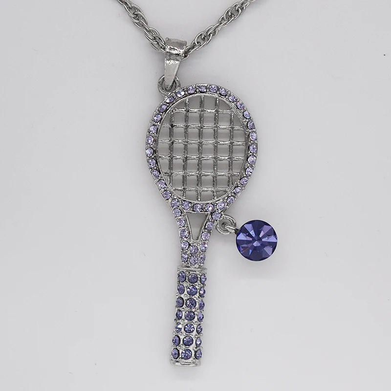 

Purple Rhinestone Tennis Fashion Pendant Necklaces Chain Jewelry F228 Q