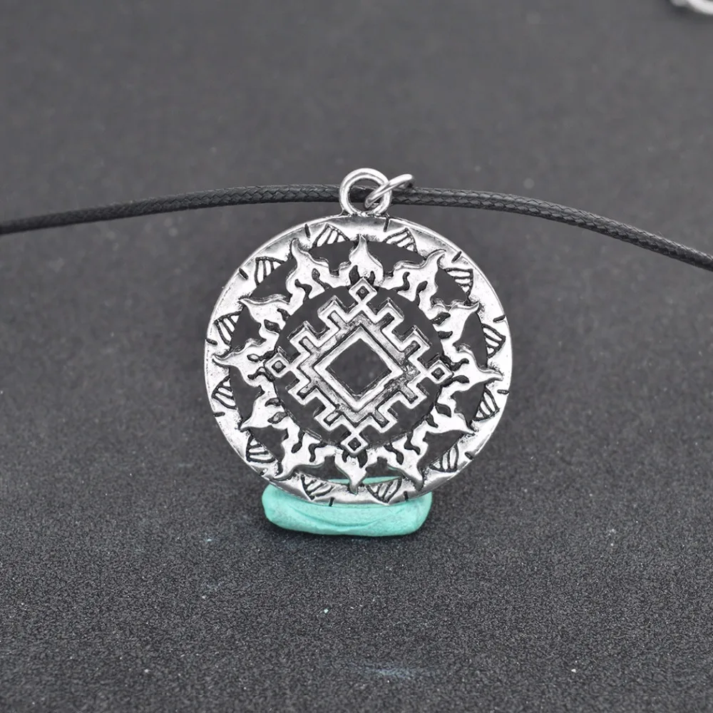 Kinitial 1 шт славянский Кулон Серебряный кулон ожерелье ювелирные изделия кожанный