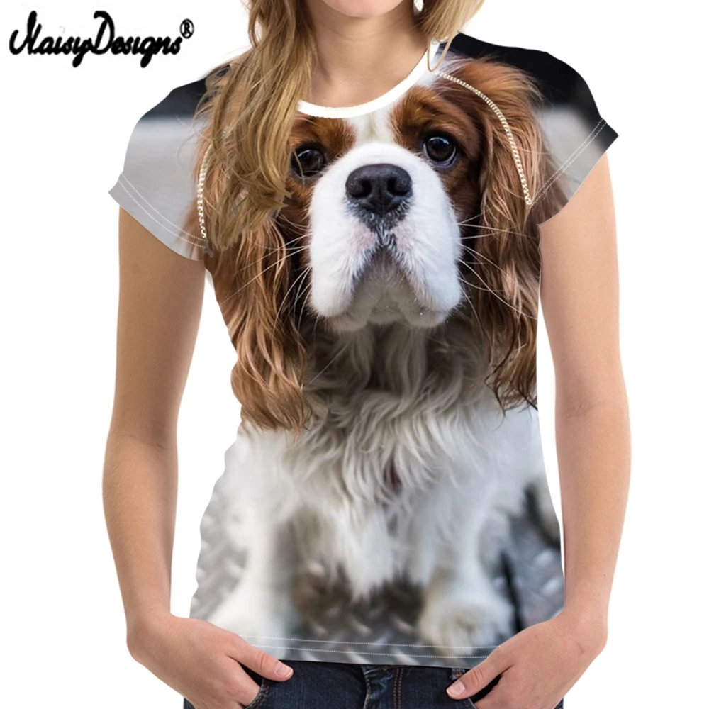 Женская футболка с короткими рукавами NoisyDesigns Kawaii Cavalier King Charles мягкая модная 2019 |