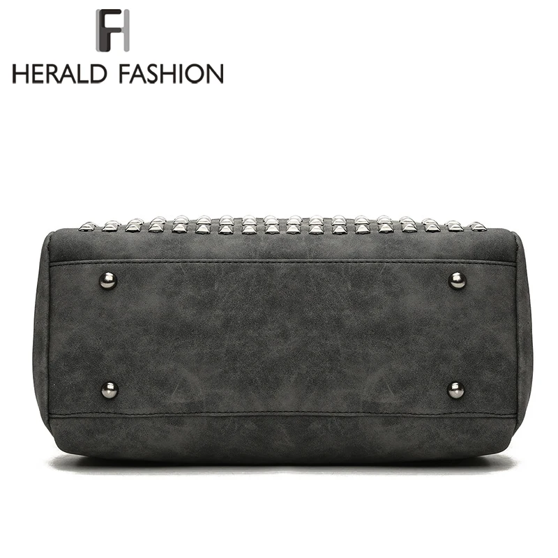 Herald Fashion Женская сумка-тоут с заклепками кожаные женские сумки помпоном для волос