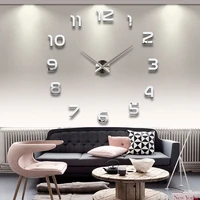 fast shipping new clock watch wall clocks horloge 3d diy acrylic mirror stickers home decoration living room quartz needle