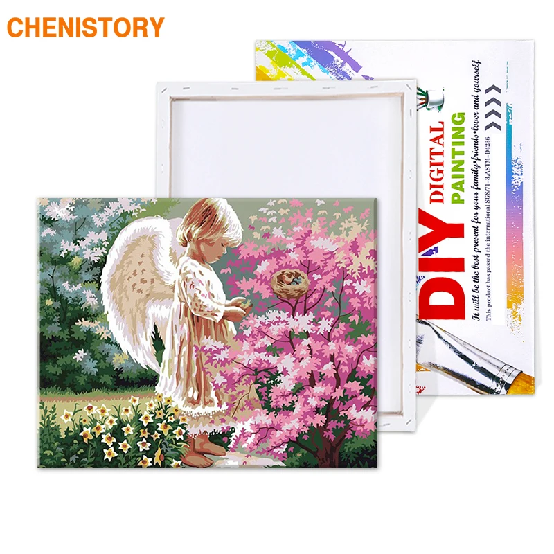 CHENISTORY Angel Girl DIY картина по номерам набор раскраска картина по номерам с деревянной рамкой для детской комнаты настенная художественная картина
