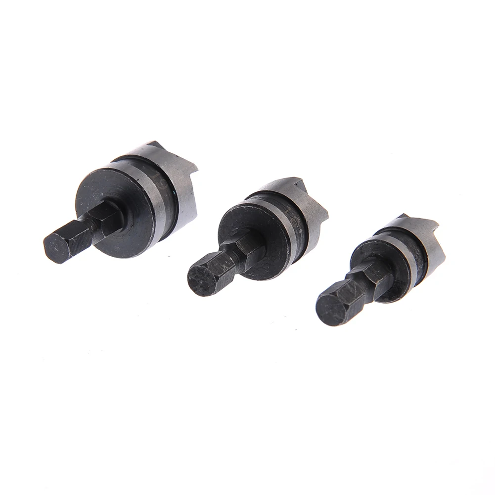 3Pcs/set New 90 Degree 1/4 Hex Shank Drill Bit 5 Flute 12-19mm Woodworking Chamfer Counter Sink Chamfering Debur Countersink
