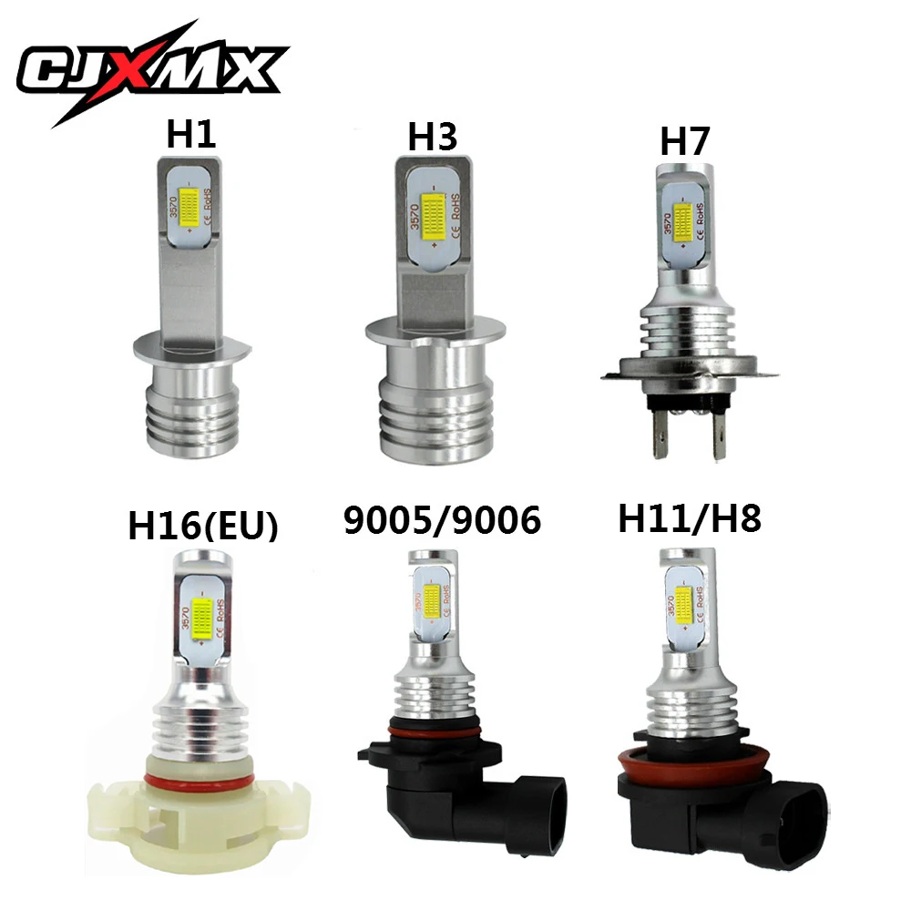 CJXMX Автомобильные светодиодные противотуманные фары H1 H3 H7 H11/H8 9005/HB3 9006/HB4 1600LM