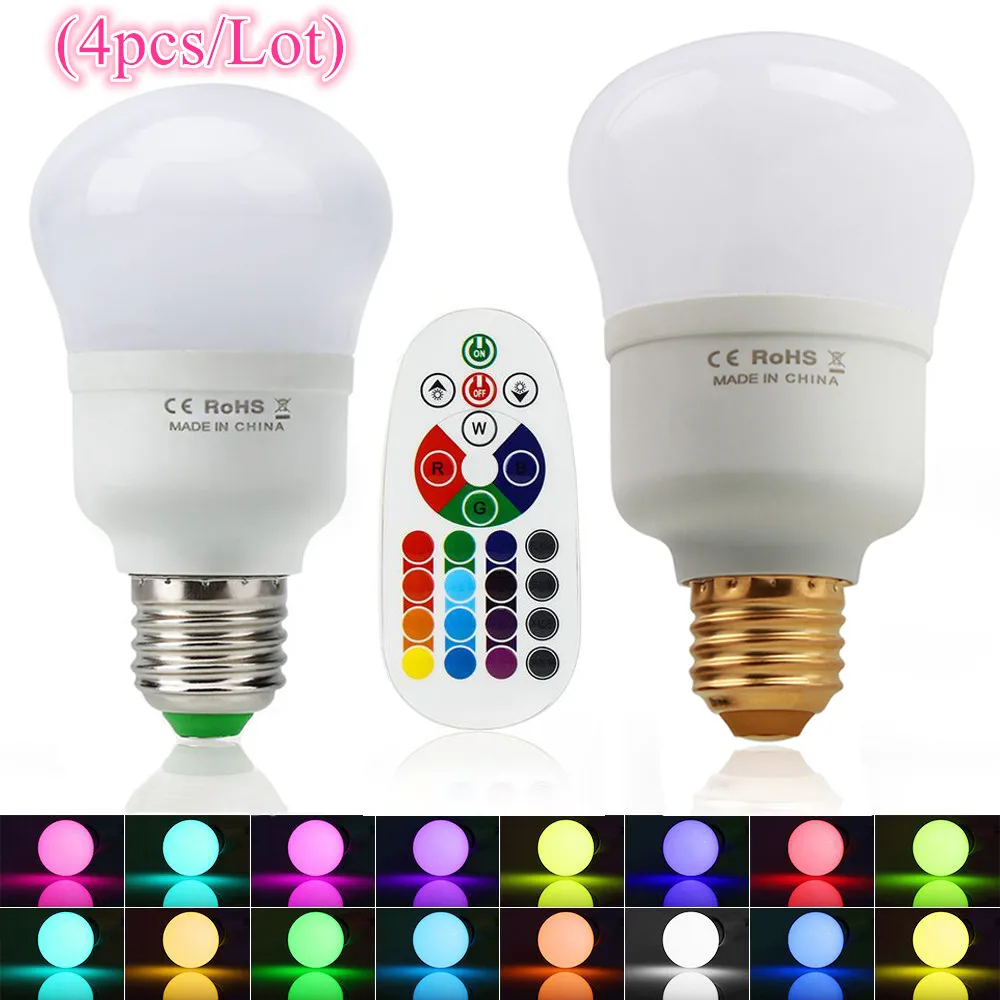 (4 шт./лот) E27 RGB Светодиодная лампа 5 Вт 10 Волшебная Праздничная Новинка для