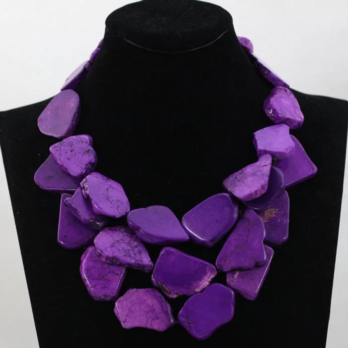Purple Превосходное желтое массивное ожерелье из натурального камня, смелые вечерние ювелирные изделия, 5 цветов,, TN143 - Окраска металла: Purple